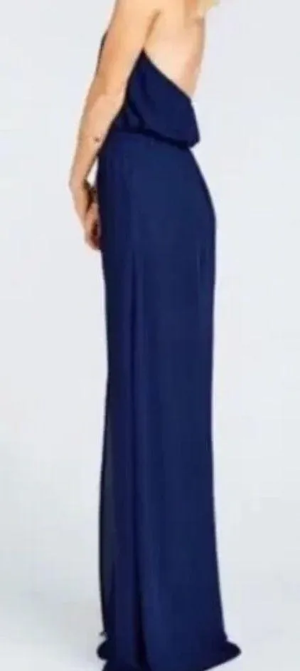 Show Me‎ Your MuMu Heather Halter Maxi Dress Navy Blue Womens Size Large - Image 2