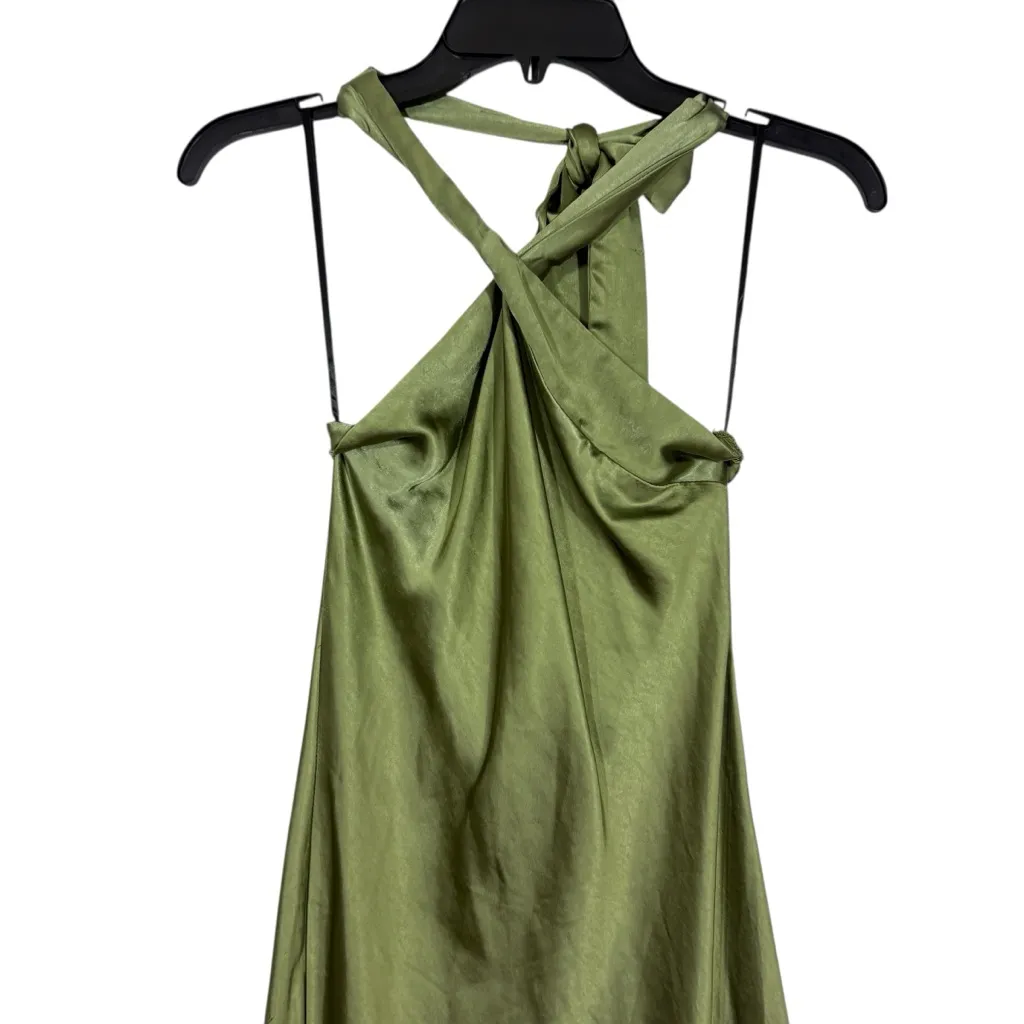 PETAL & PUP NWOT Olive Green Satin Grasie Midi Dress S 6 - Image 5