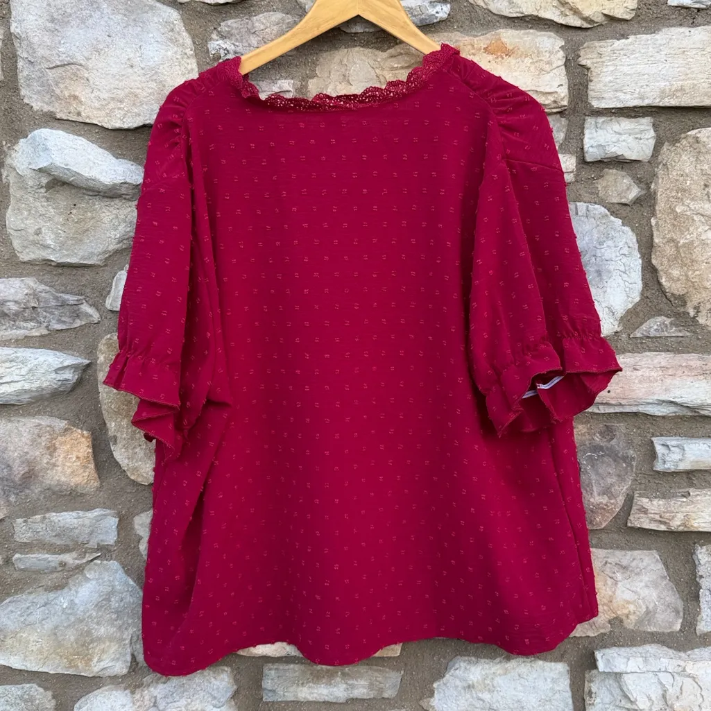 SHEIN Women's Red and Black Ruffle Blouses size 3X - Image 4