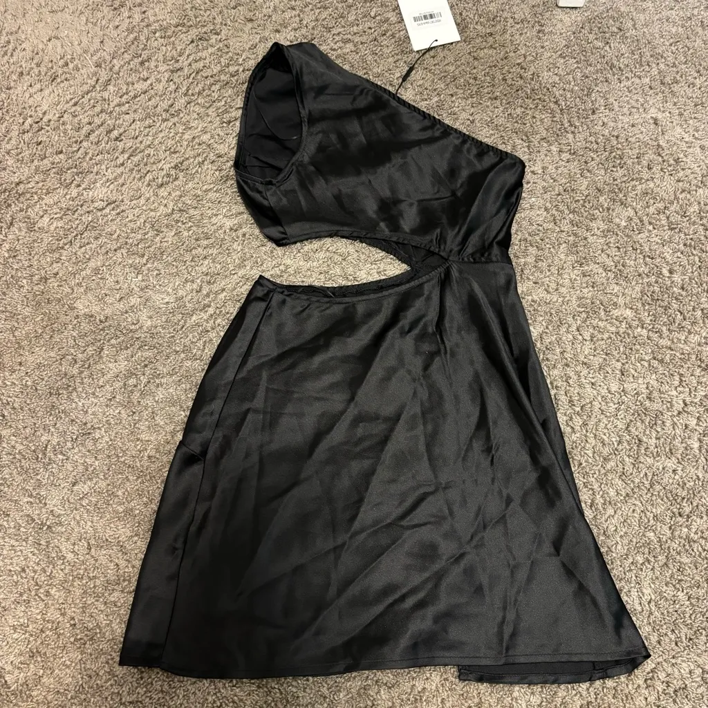 Hello Molly Satin One Shoulder Mini Dress Black NWT - Image 3