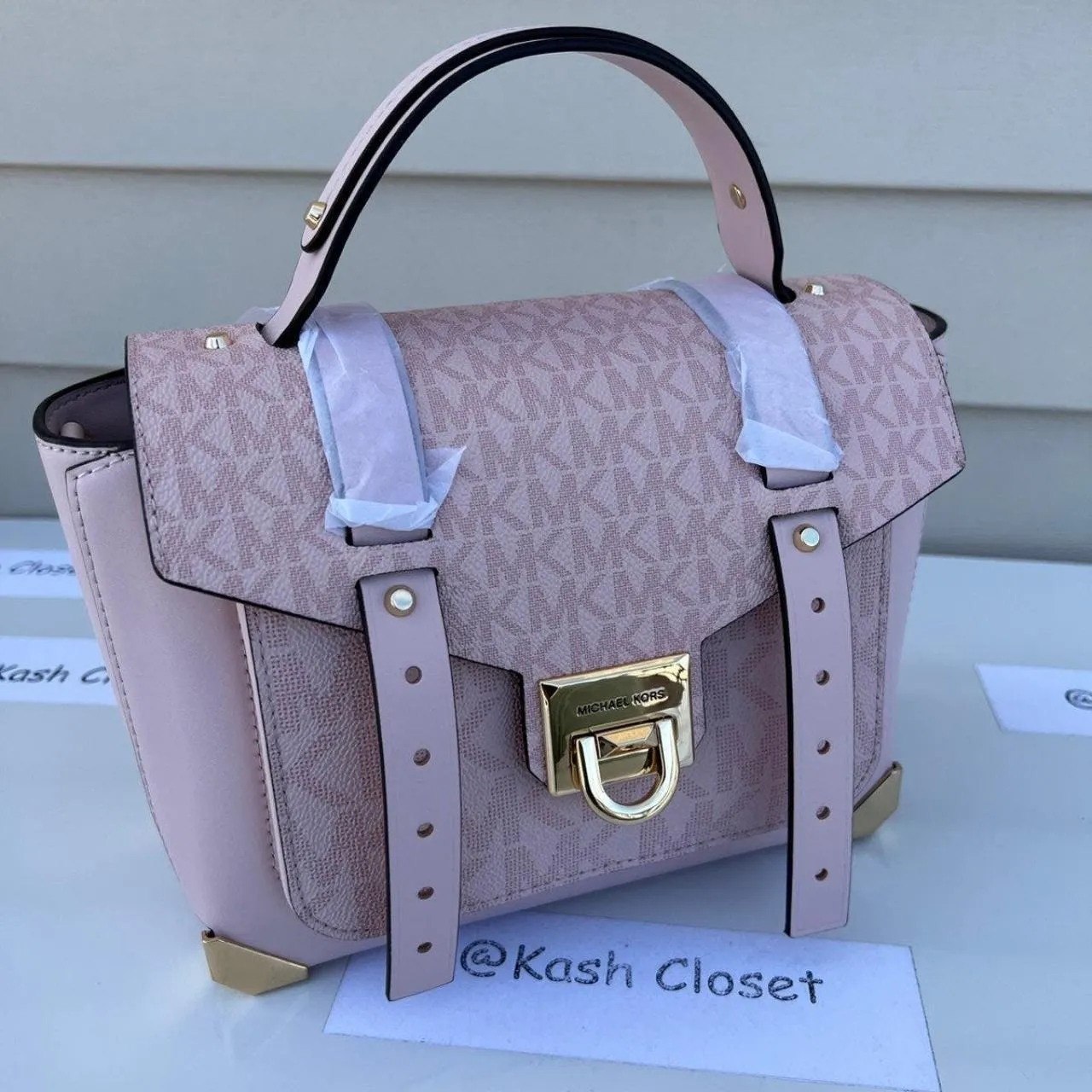 Michael Kors DK Powder Blush Manhattan Satchel Medium Leather - Image 2