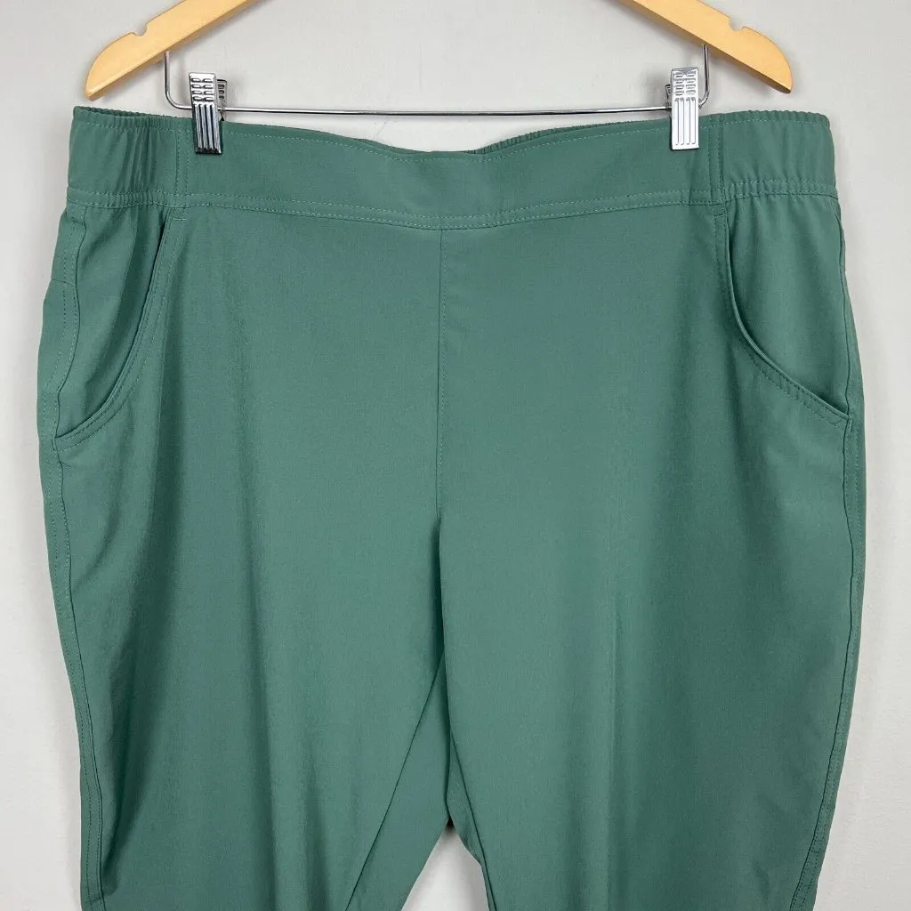 Eddie Bauer Pants Womens XL Green Ankle Traveler Elastic Waist‎ High Rise Casual - Image 6