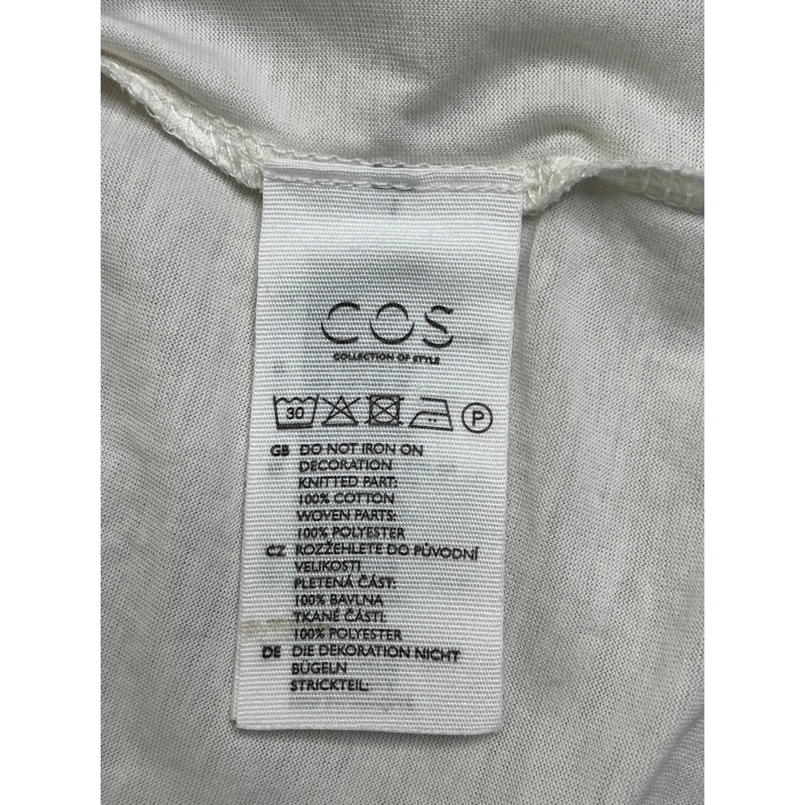 COS  White Pleat Front Short Sleeves Women’s Blouse Top Work Office, size large - Image 5