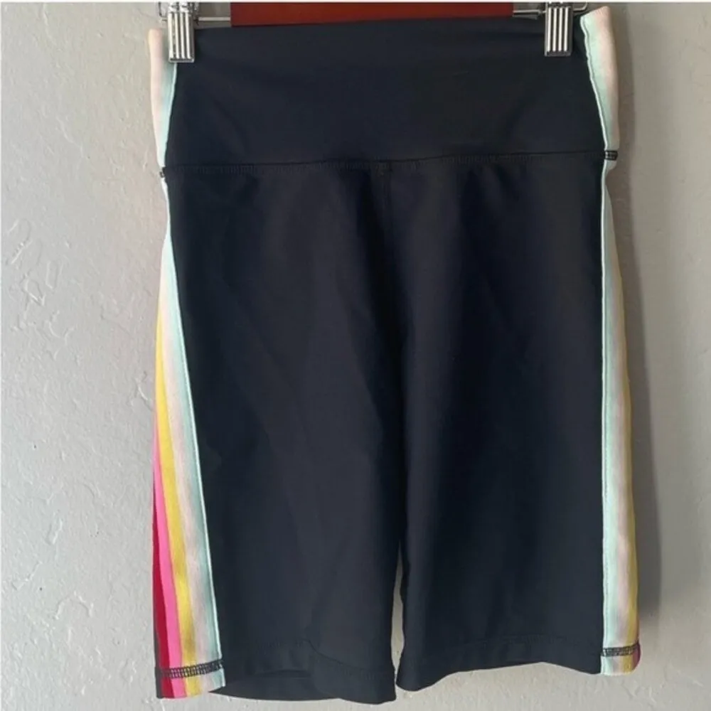 Spiritual Gangster Rainbow Strip Bike Shorts - Image 9