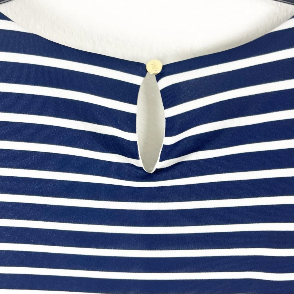 LAUREN RALPH LAUREN Blue White Stripe Sleeveless Side Pockets Lined Dress Medium - Image 7