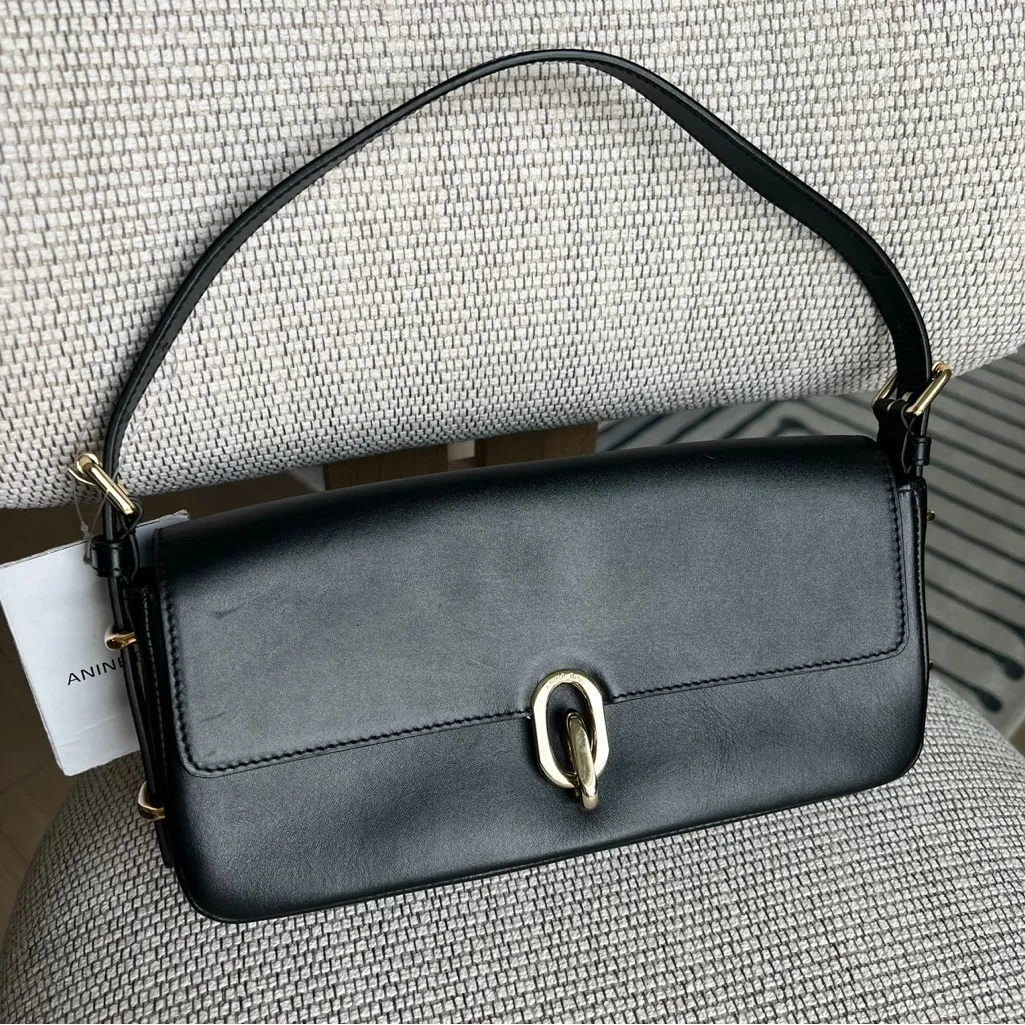 NWT Anine Bing Cleo Leather Classic Shoulder Bag Purse in Black - Image 1