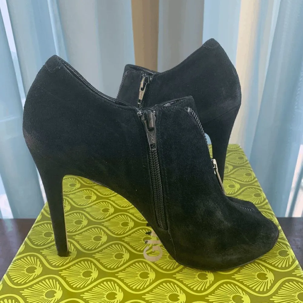 Gianni Bini Cadince Women's Suede Peep Toe Heel Shoes Black Size 7.5M - Image 11