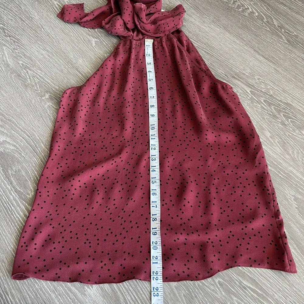 L’Agence Top Womens Small Sleeveless Polka Dot Red Tie Neck - Image 6