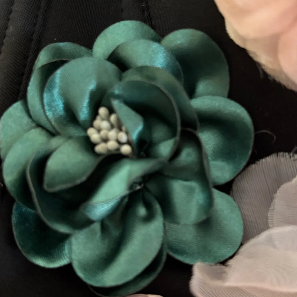 Custom Made Bralette/Bustier Sz M 3D Floral Black Pastels Molded Underwire Cups Size M - Image 11