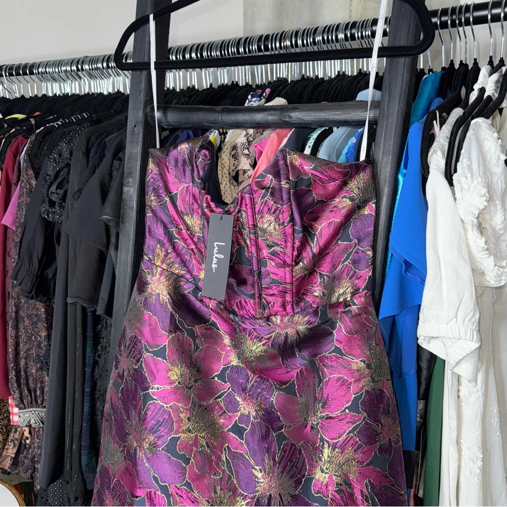 Lulus  High-Class Attitude Black Floral Jacquard Strapless Mini Dress - Image 7