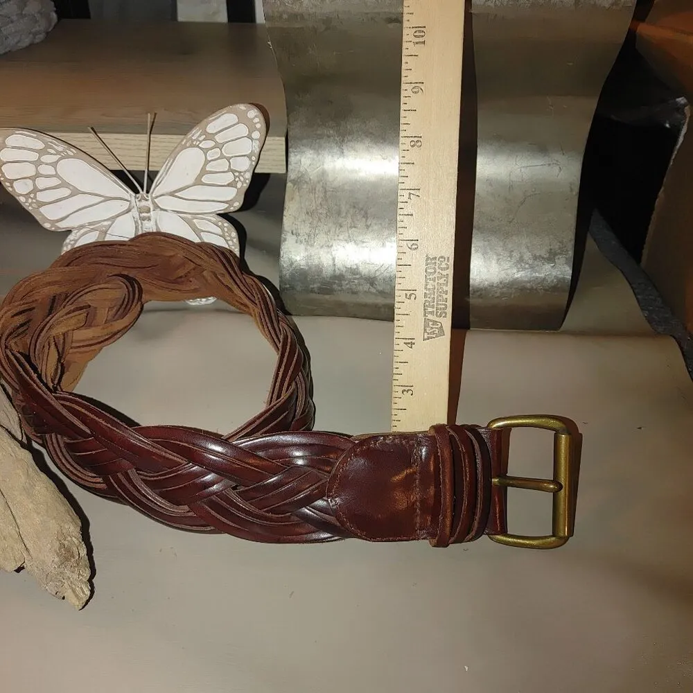 Leather Belt Limited Size 32 Large London Large Braided Paris New York Brown - Image 6