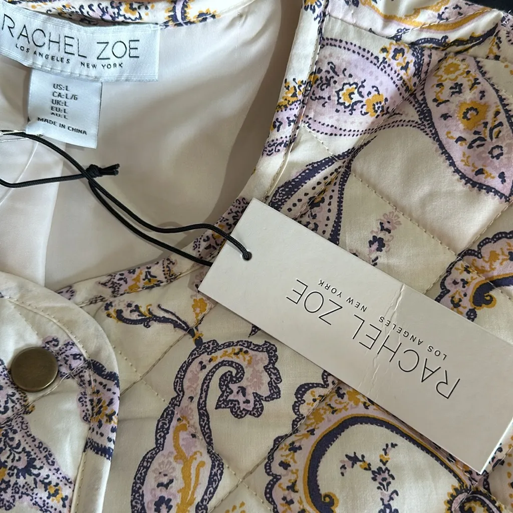 NWT Rachel Zoe  Quilted Crop Zip Paisley Floral Print Jacket Vintage Y2K - Image 6