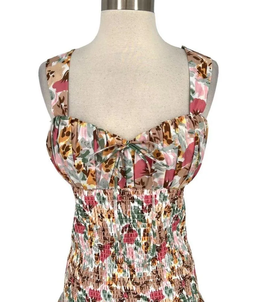 Runaway Acantha Floral Sweetheart Smocked Bodycon Mini Dress Size XL NWT - Image 4