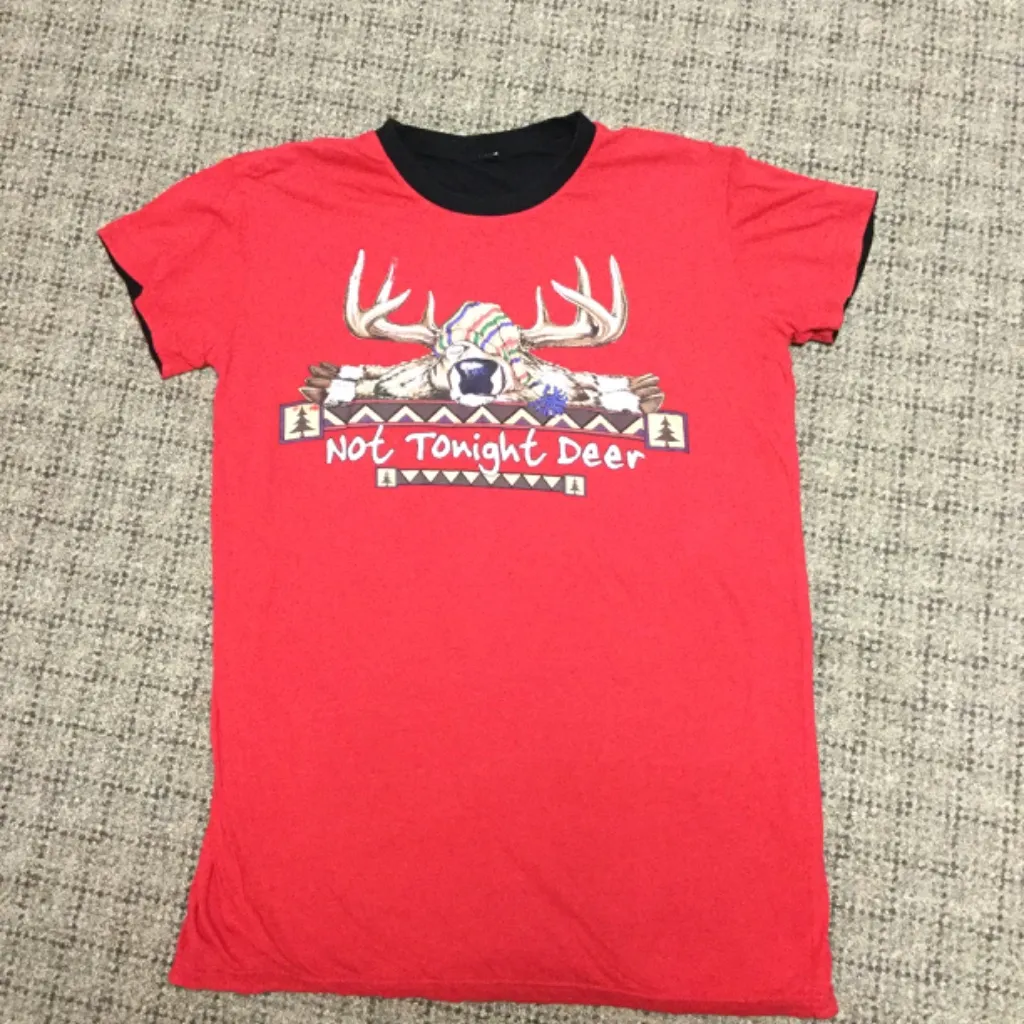 Legendary Whitetails Deer Graphic Reversible Red & Black PJ Nightshirt * Medium - Image 5