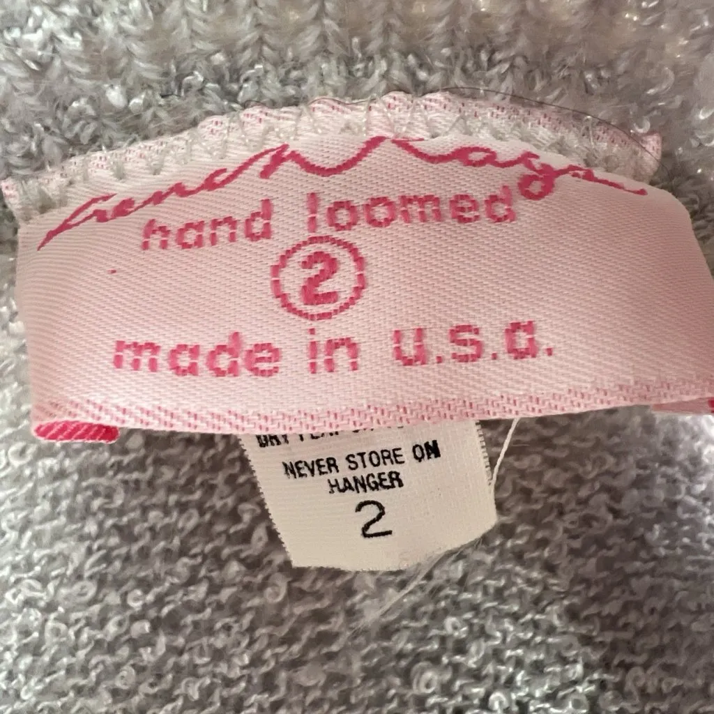 Vtg Sz 2 Small French Rags Hand Loomed Gray Knit Sweater Skirt Set Wool Angora - Image 6