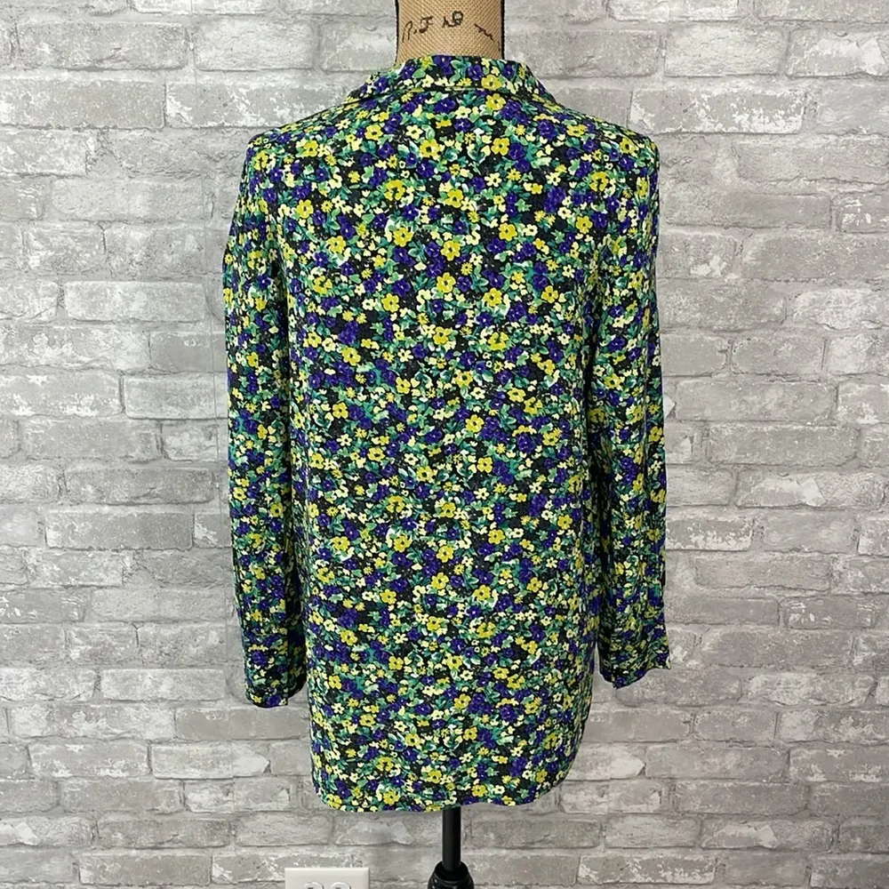 Zara Blue And Yellow Floral Button Down Shirt - Image 3