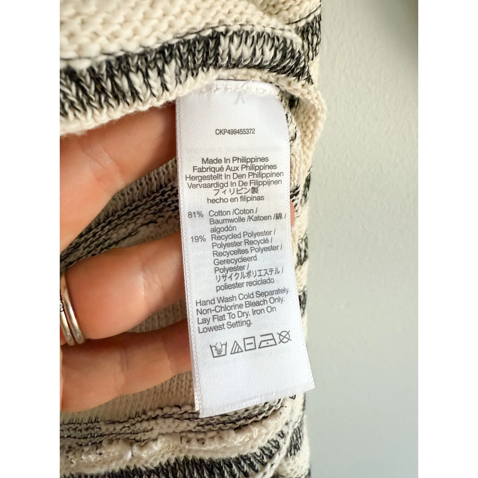 Madewell | NWT Crewneck Long-Sleeve Knit Tee in Stripe navy cream | Sz M - Image 8