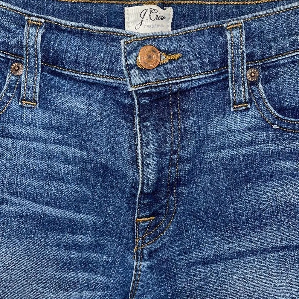 J. Crew Merrill Cut Off Folded Cuff Denim Jean Shorts Size 28 Medium Wash Blue - Image 3