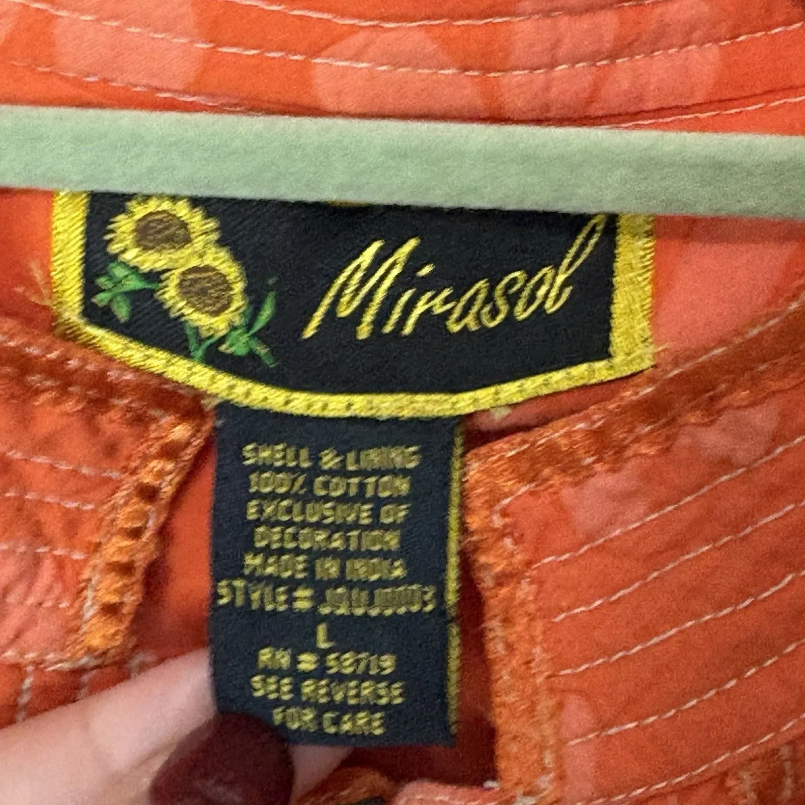 Vintage Mirasol Floral Jacket Womens Large Embroidered Orange Boho Bright Artsy - Image 4
