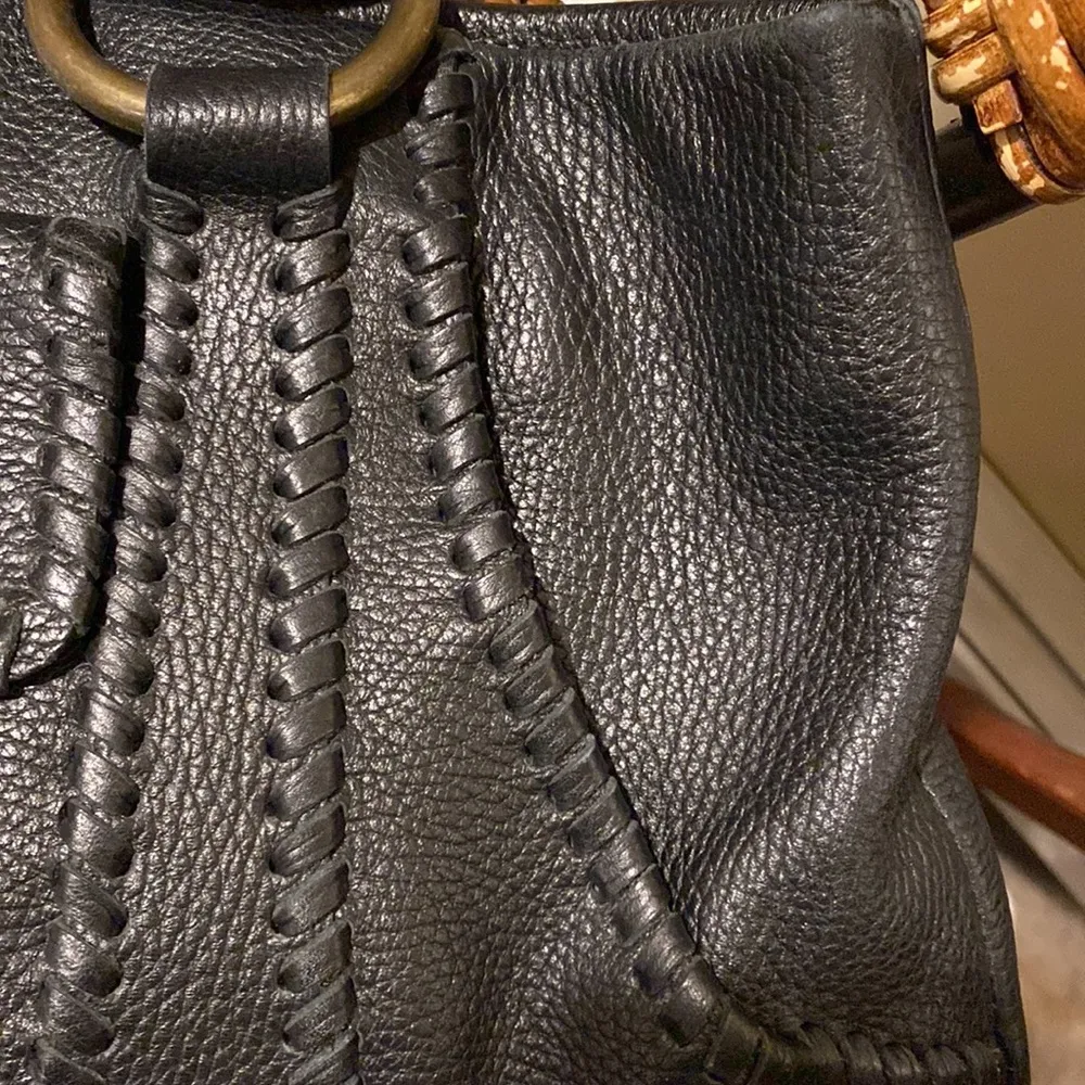 Isabella Fiore Whip it good Angela Tote Black Leather Large beautiful condition - Image 15