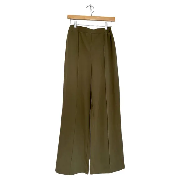 DESIGN Slouchy Wide Leg Palazzo Suit Pants Moss Olive Green Womens Size 4 - Image 2