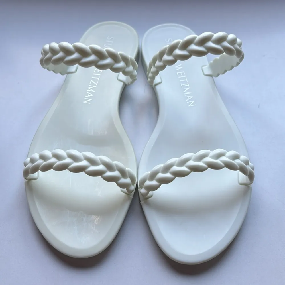 Stuart Weitzman Braided Jelly Flats Strappy Sawyer Slip On Slide Sandals‎ Shoes - Image 3
