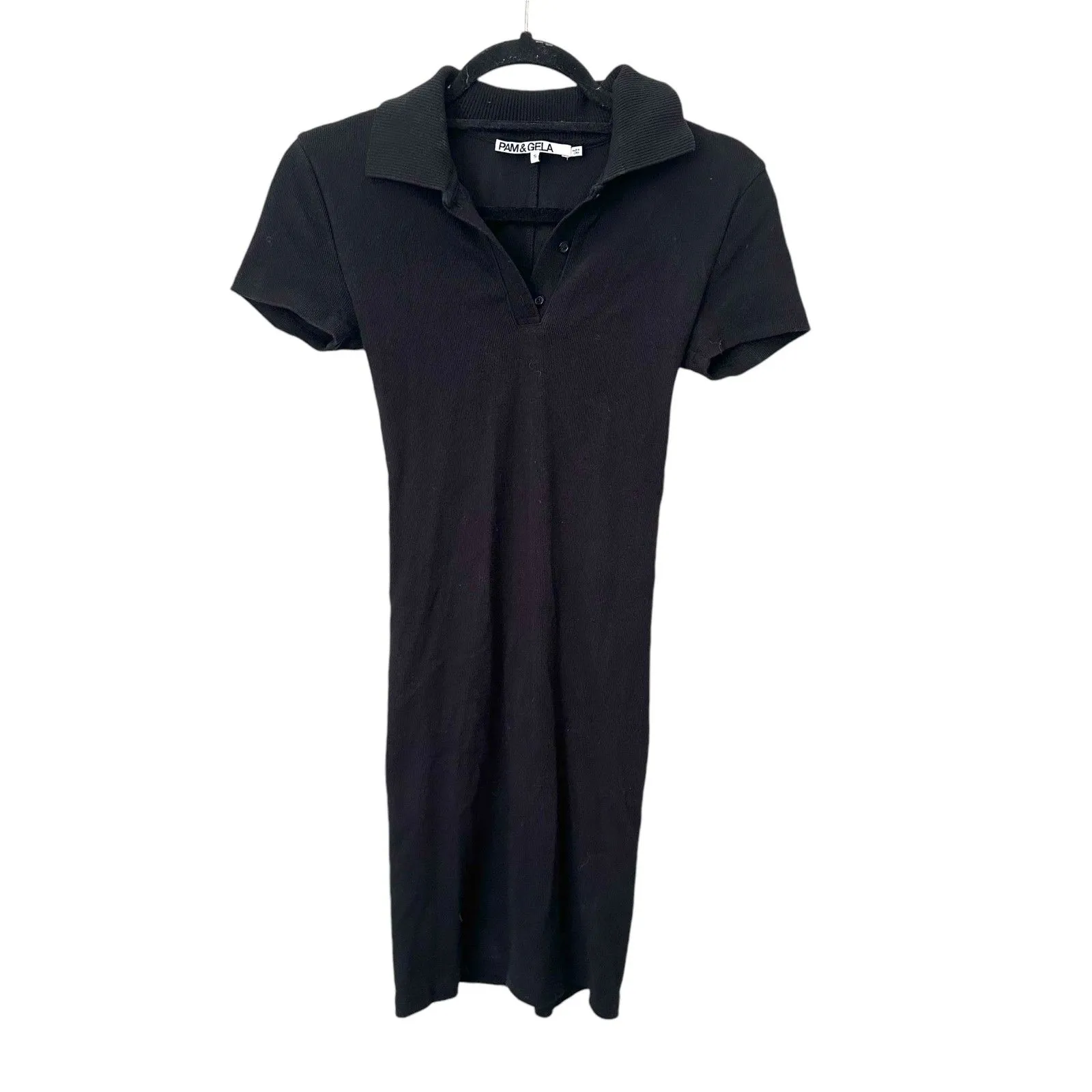 PAM &‎ GELA Polo Ribbed Mini Dress Black Small - Image 3