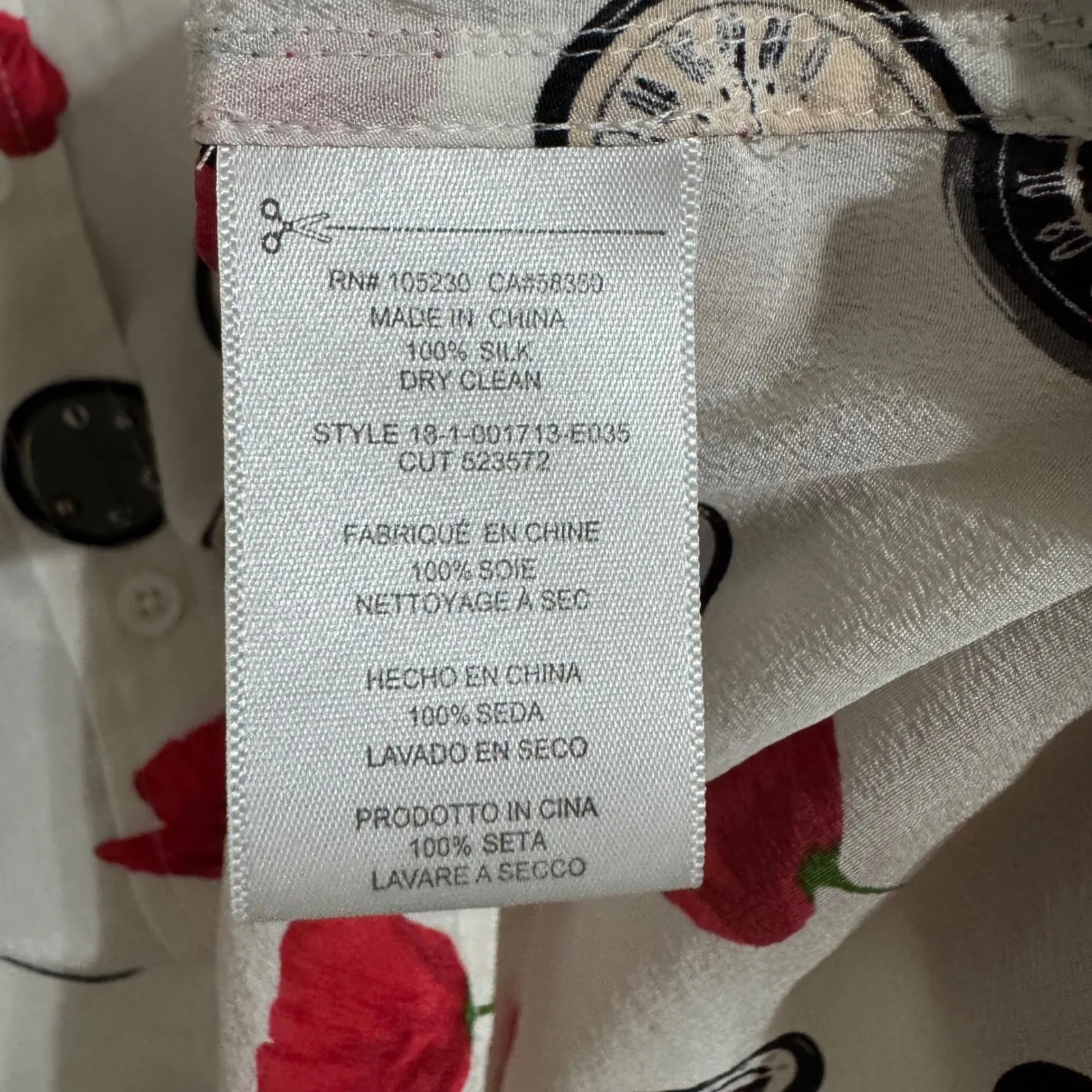 Equipment Femme Silk Poppy Steering Wheel Print Button Down Shirt M M White Size undefined - Image 6