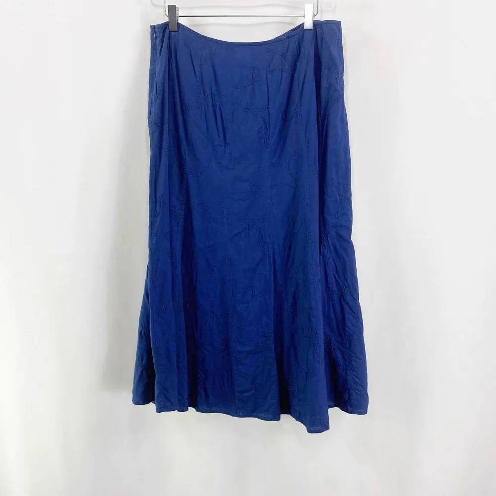TALBOTS Blue Vintage Cotton Midi Tea Length A-Line Skirt - Image 6