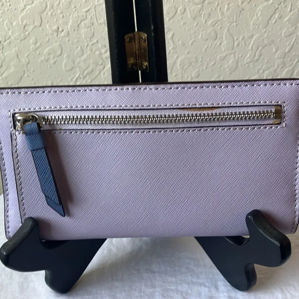 Kate Spade: Colorblock Blue/Purple tone 12 card slots- ID card spot- red inside - Image 5