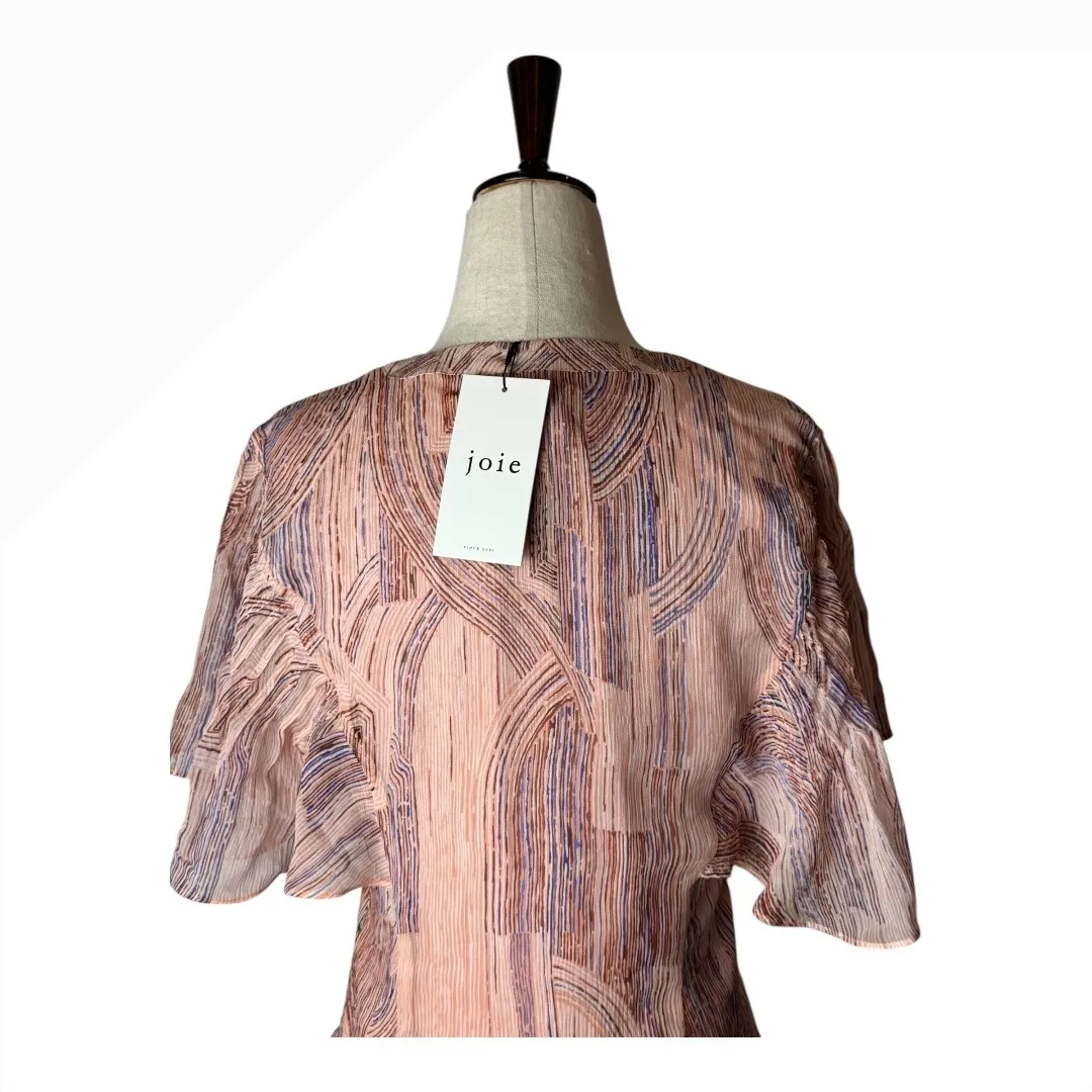 Joie Dress Women 2 Pink Silk‎ Blooming Dahlia Signe Flutter Sleeve Mini NWT Boho - Image 7