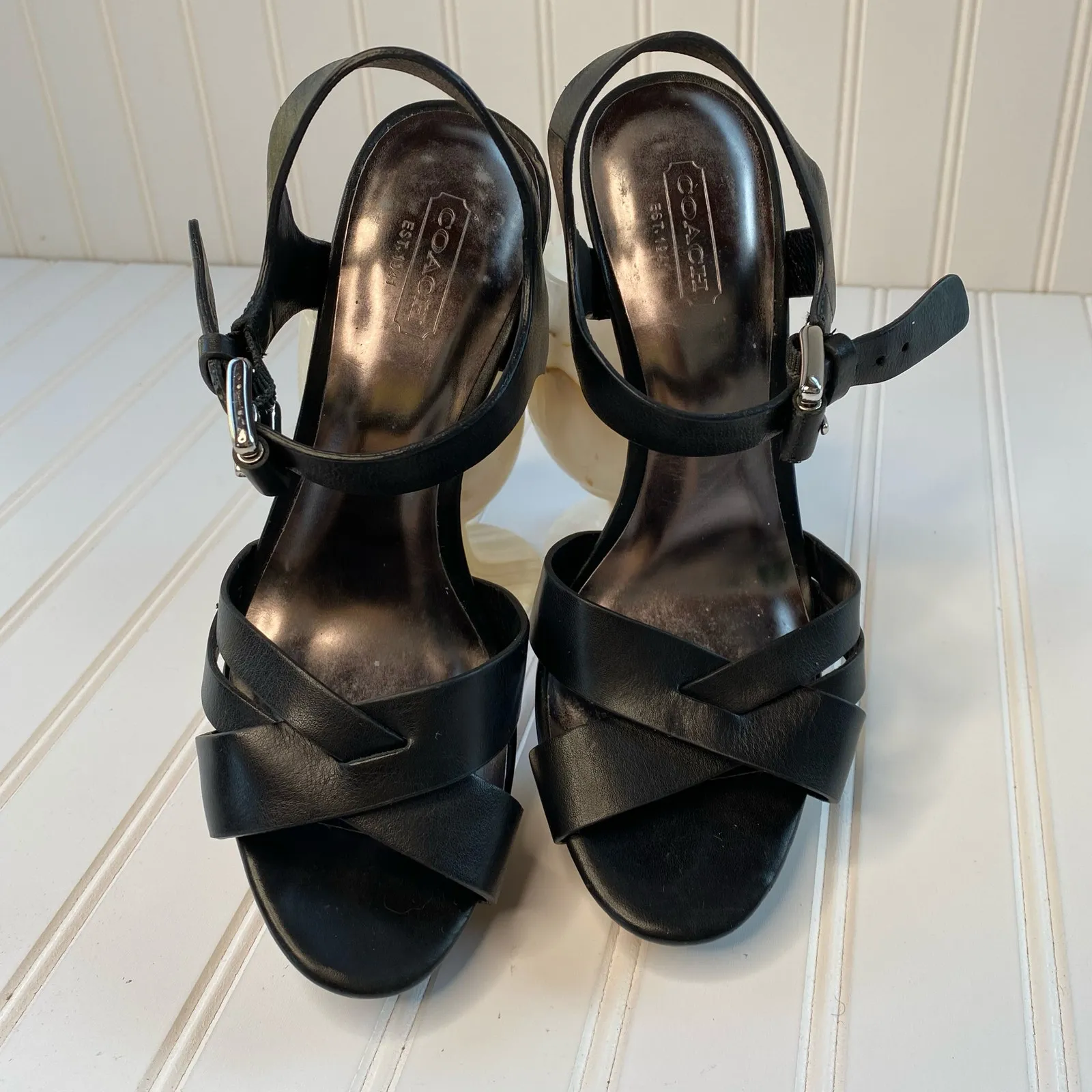Coach Women’s Black Buckle High Heel Pumps Size 7 - Image 4