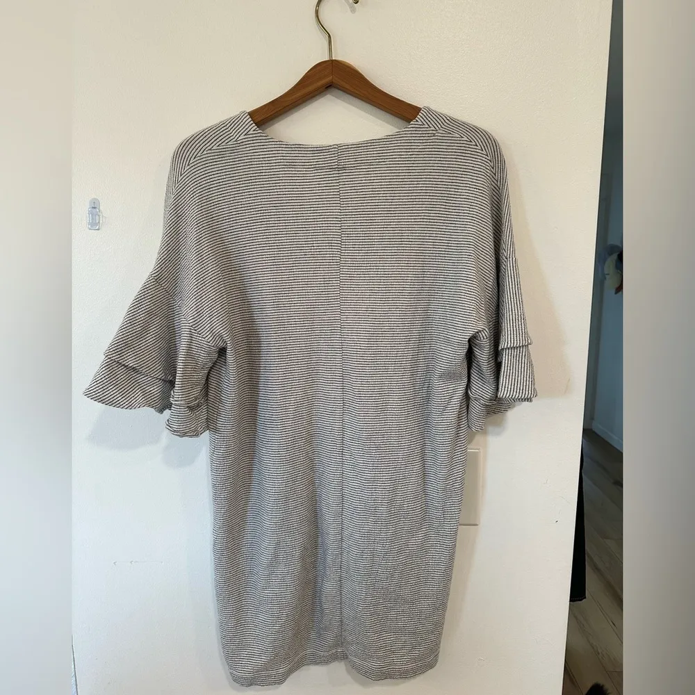 Lucky Brand Stripe Ruffle Bell Sleeve Knit Mini Shirt Dress Women’s X-Small - Image 2