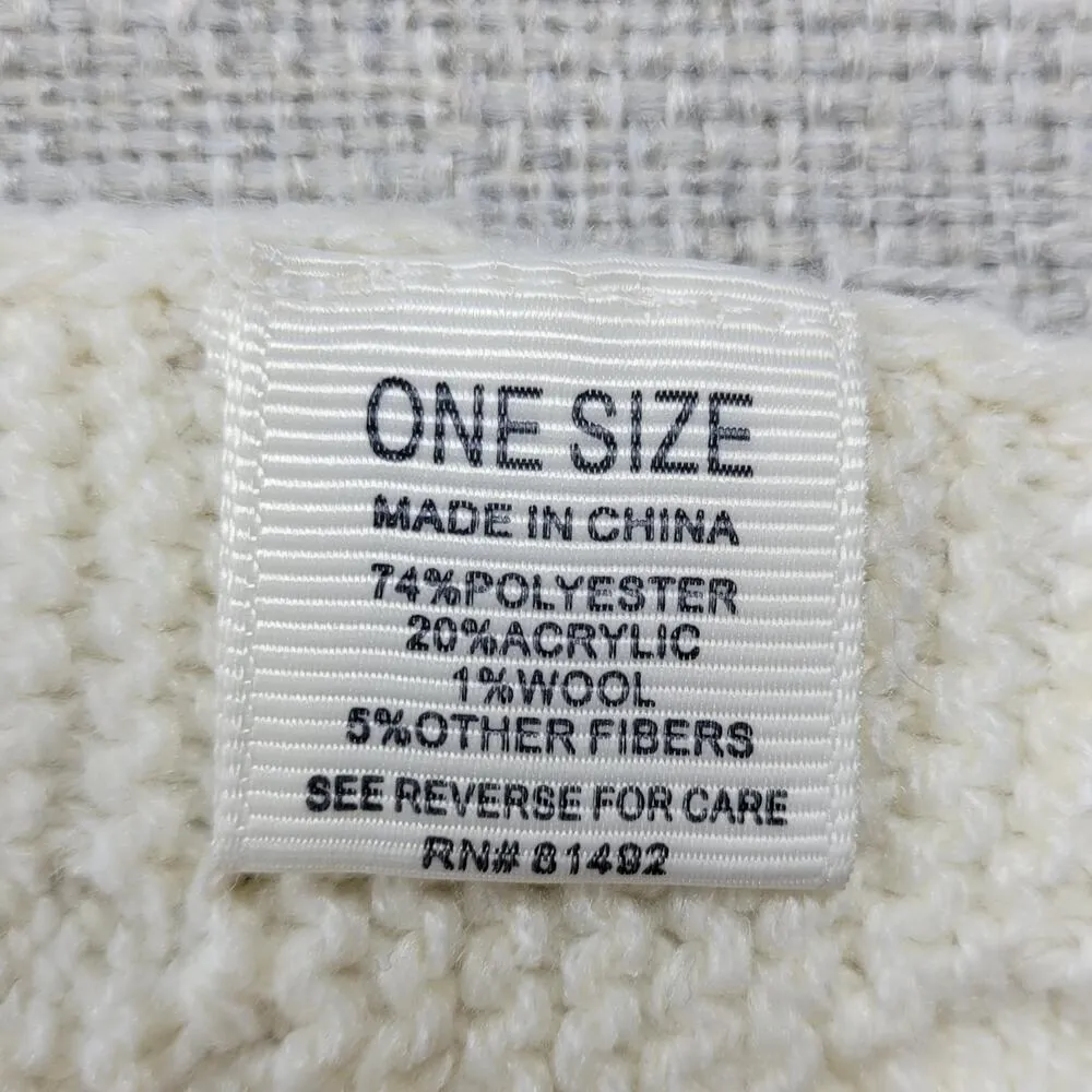 Tantrums Womens Vest One Size Ivory Wool Blend Cross Hatch Turtleneck Knit - Image 7