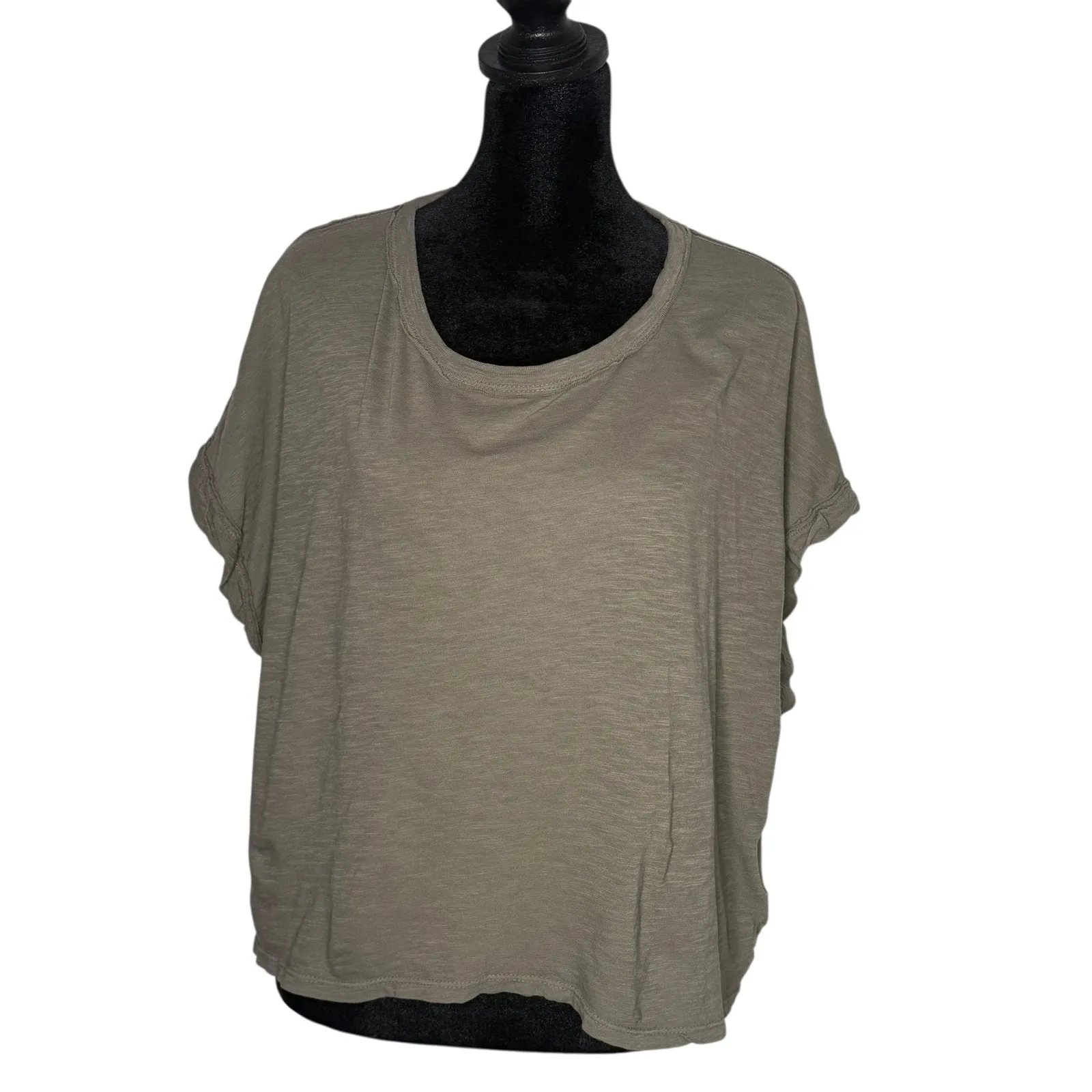 We‎ The Free Relaxed Fit Distressed Top Size M Green Minimalist Cotton Boxy BOHO - Image 10
