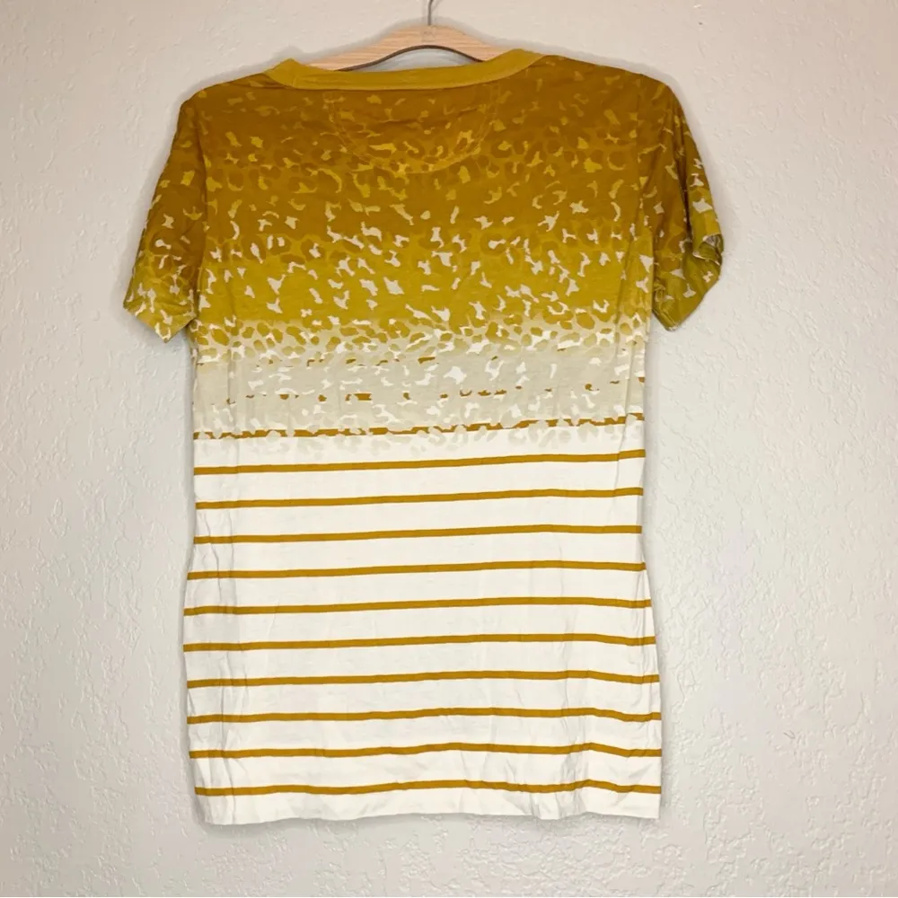 Tory Burch Cotton Striped Leopard Animal Print Casual Tee Shirt Size M - Image 2