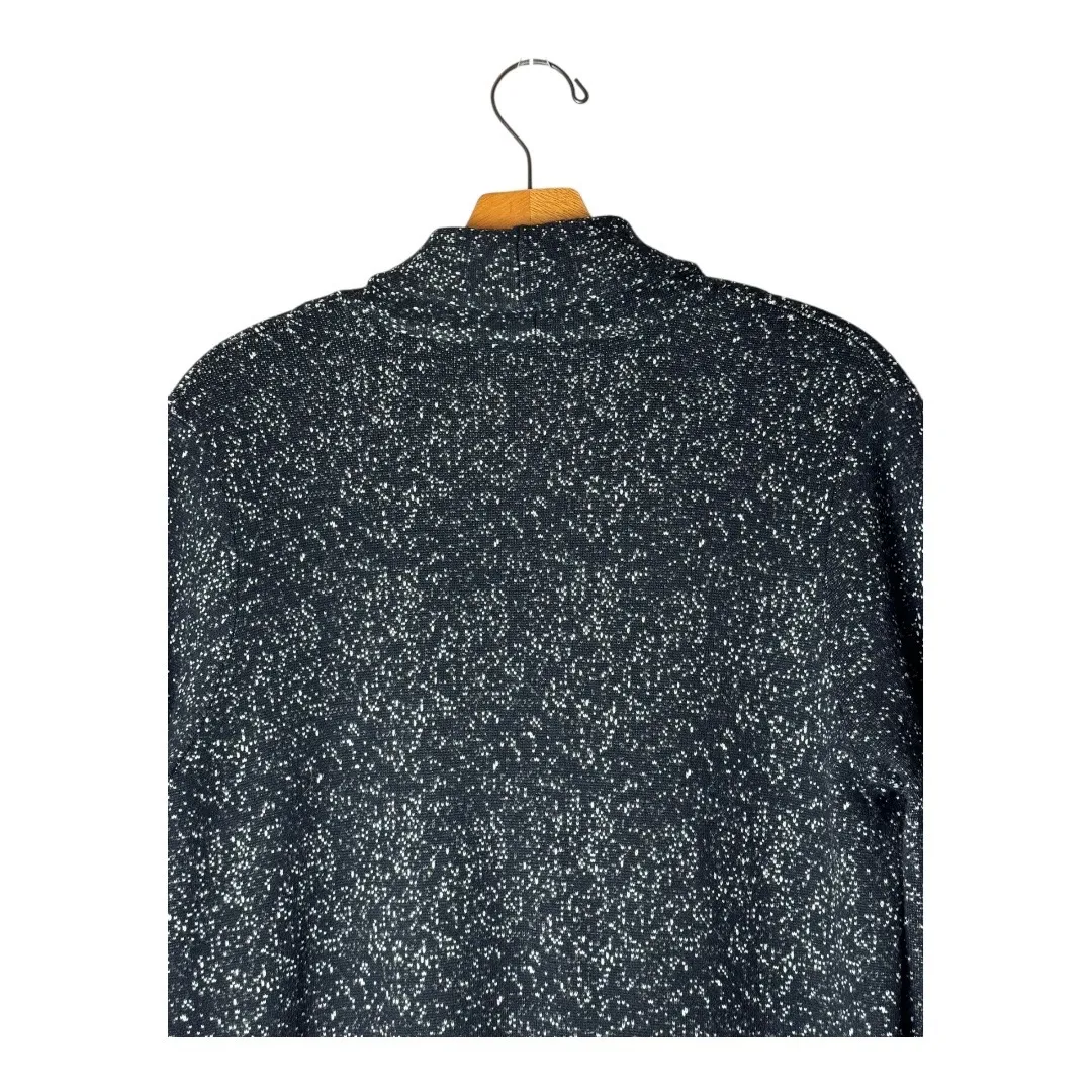 J Jill Sweater Women Small Black Speckle Knit Hudson Long Blazer Cardigan Preppy - Image 5