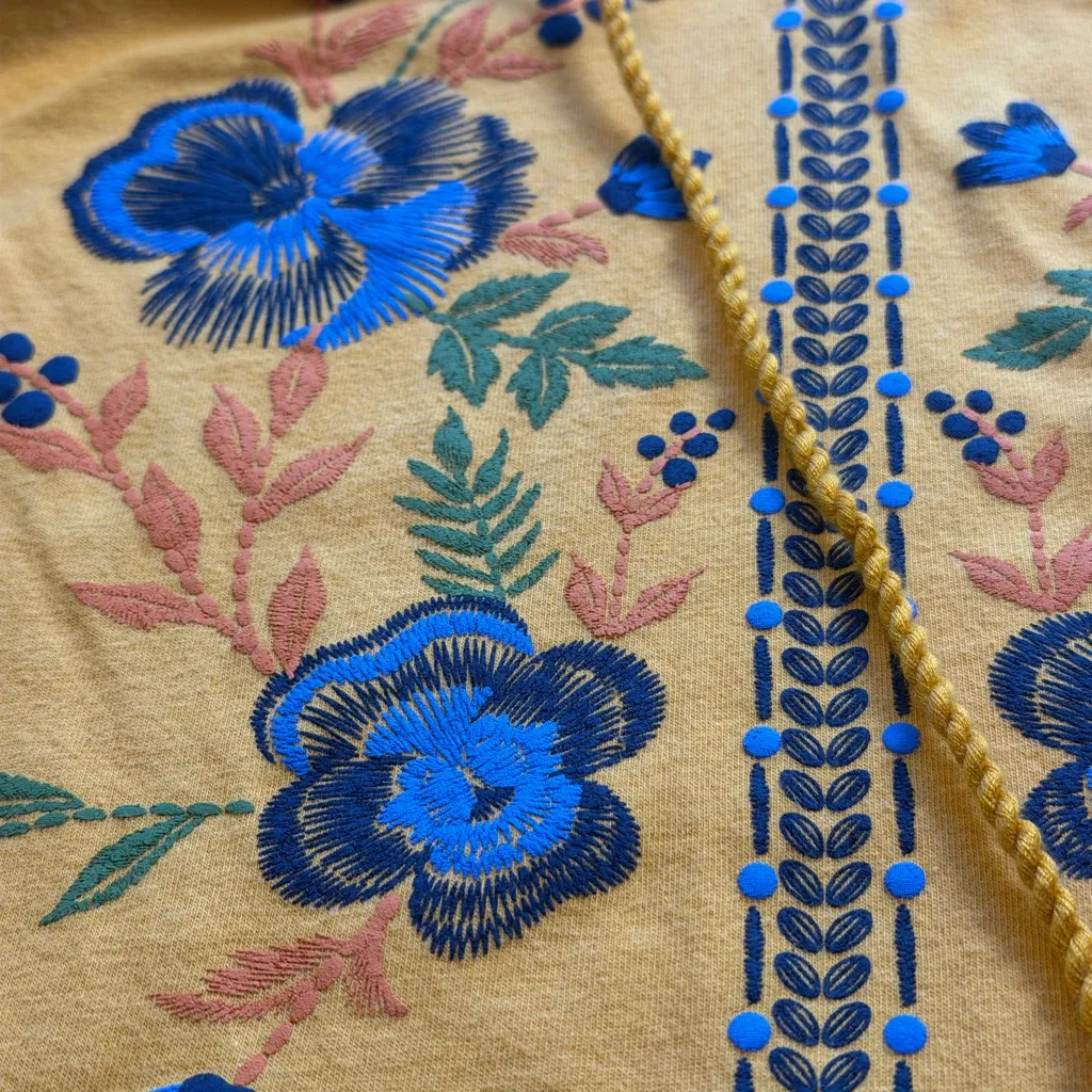 Carolyn Taylor Mustard Yellow Boho Blouse Floral Embroidery print 2X Plus - Image 8