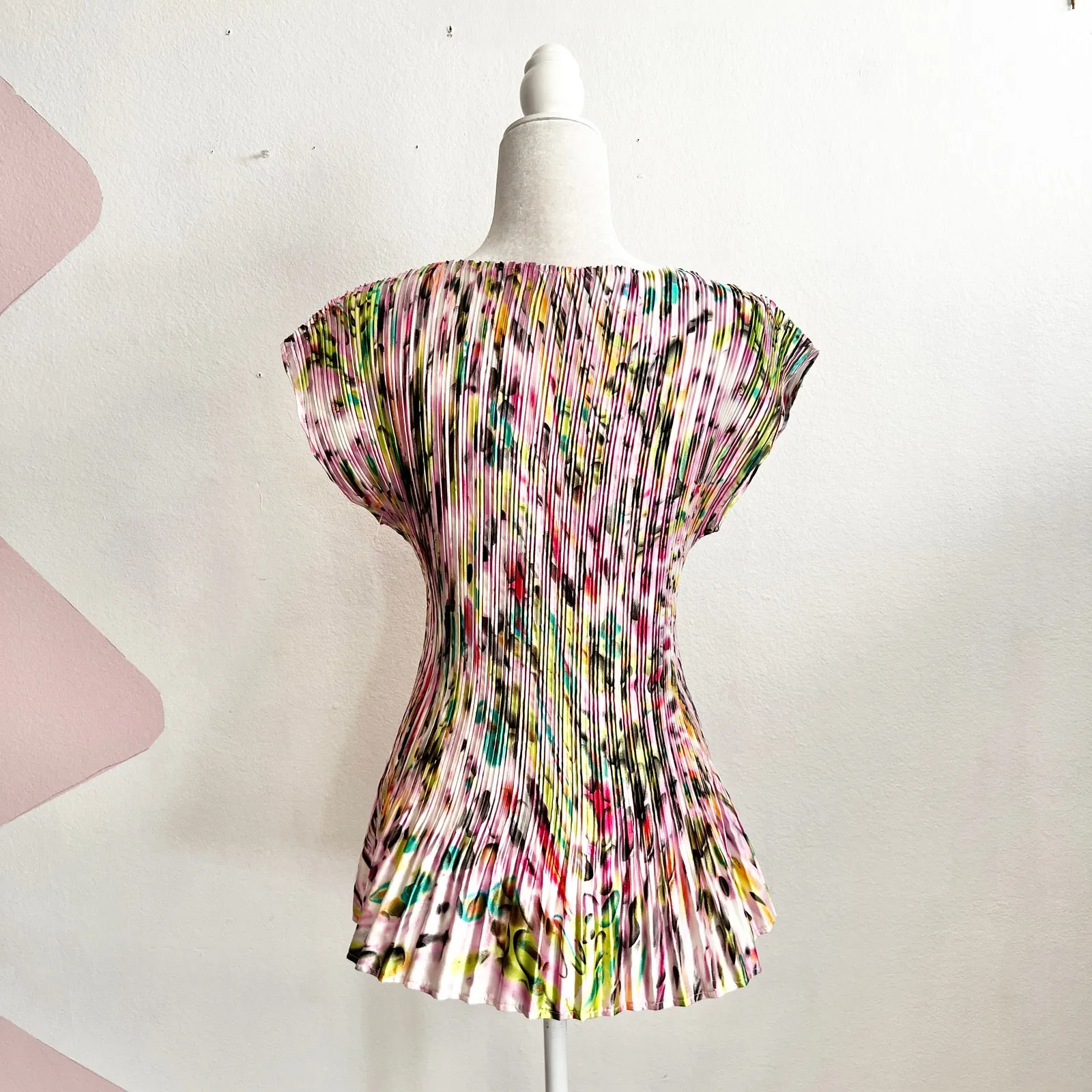 Pink Floral Crinkle Top Boho Cottagecore Y2K 2000s Fairycore Coquette Large‎ - Image 2