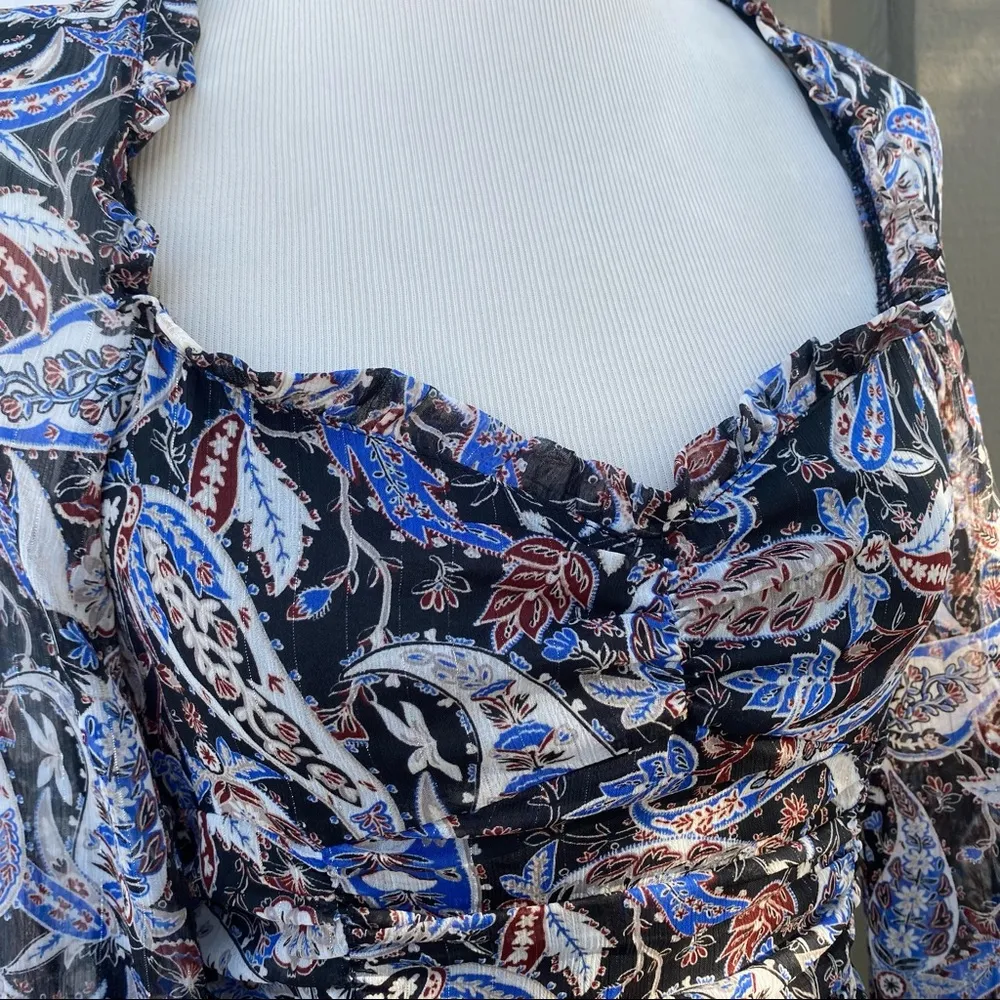 Zara Ruffled Paisley Print Bodycon Mini Dress - Image 3