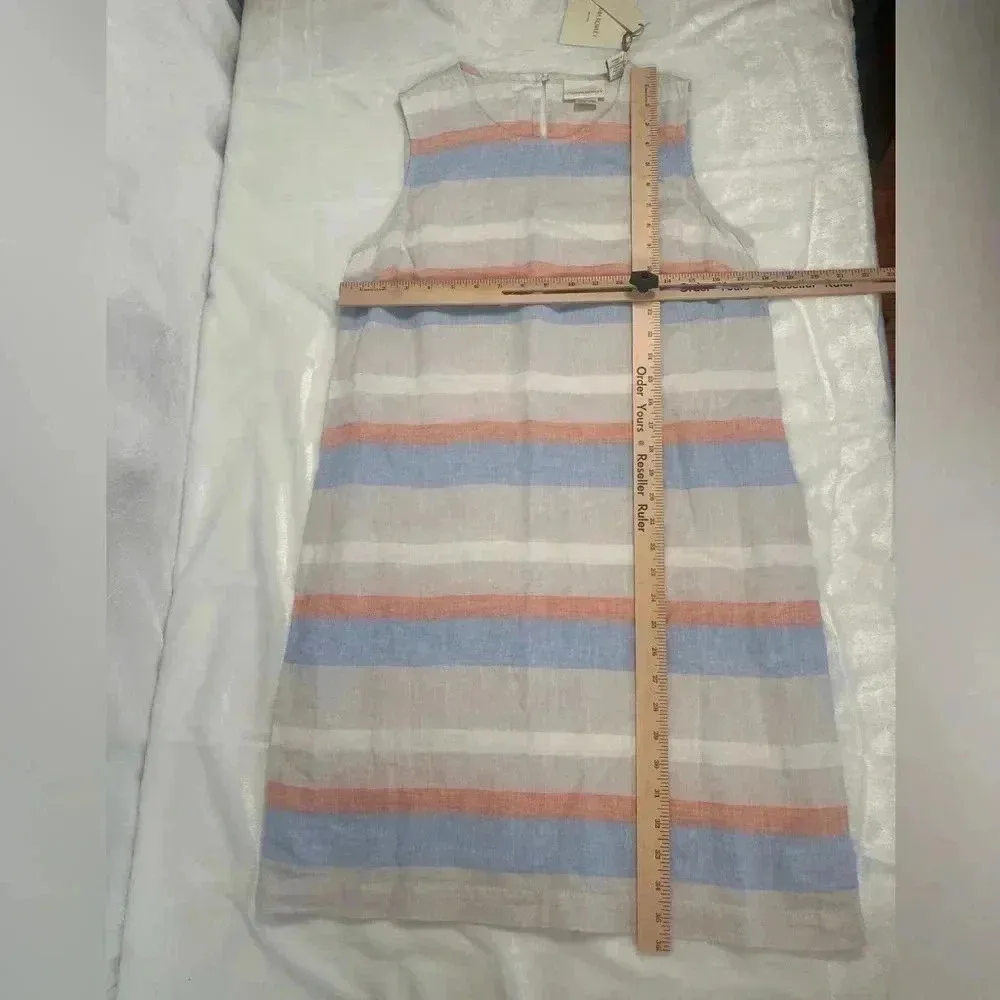 Cynthia Rowley Linen Colorblock Striped Sleeveless Shift Dress - Image 6
