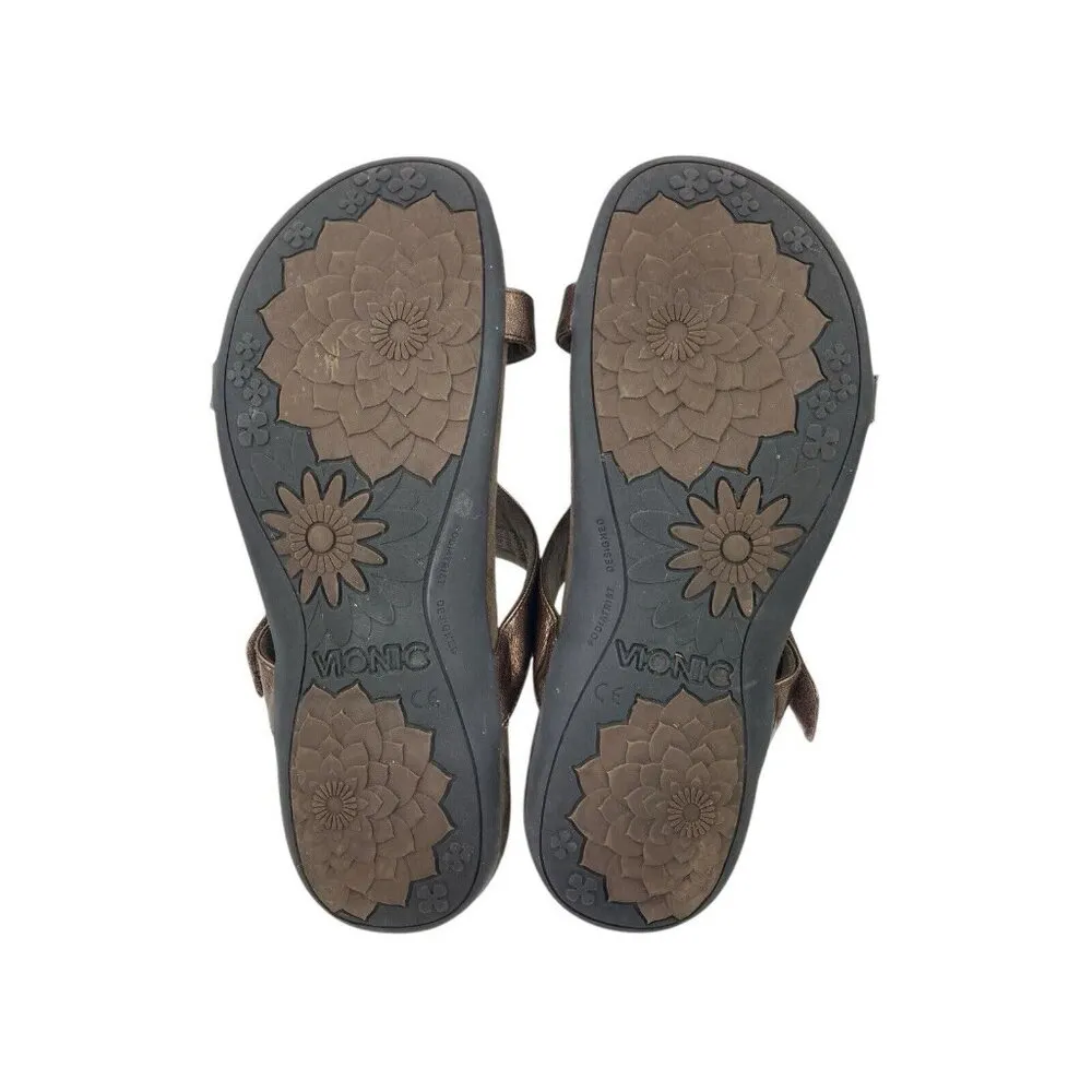 *Vionic Patricia Sandals Womens Size 8 Brown Slip On Hook & Loop Comfort Shoes - Image 6