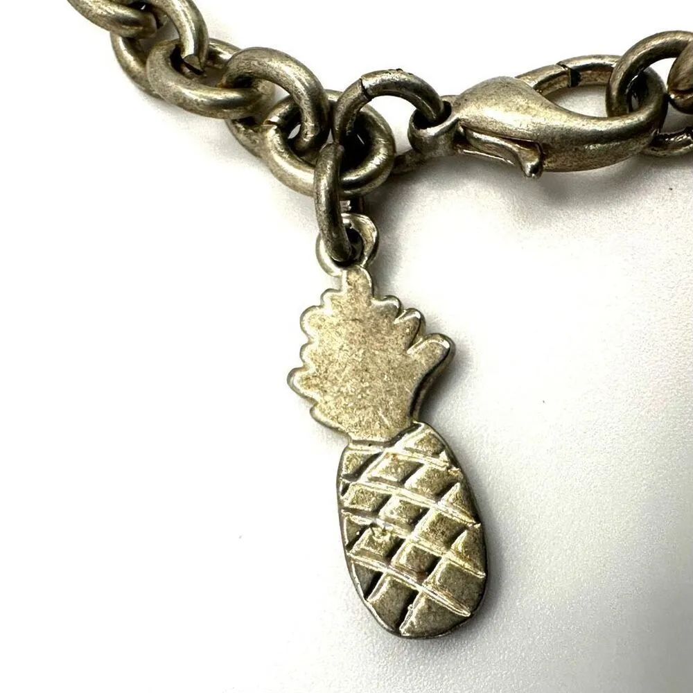 Silver tone vintage fruit charm bracelet - Image 9
