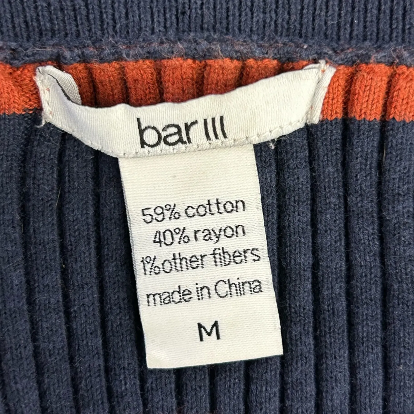 Bar III Striped Ribbed Bell Sleeve Sweater Medium Metallic Threads - Image 9