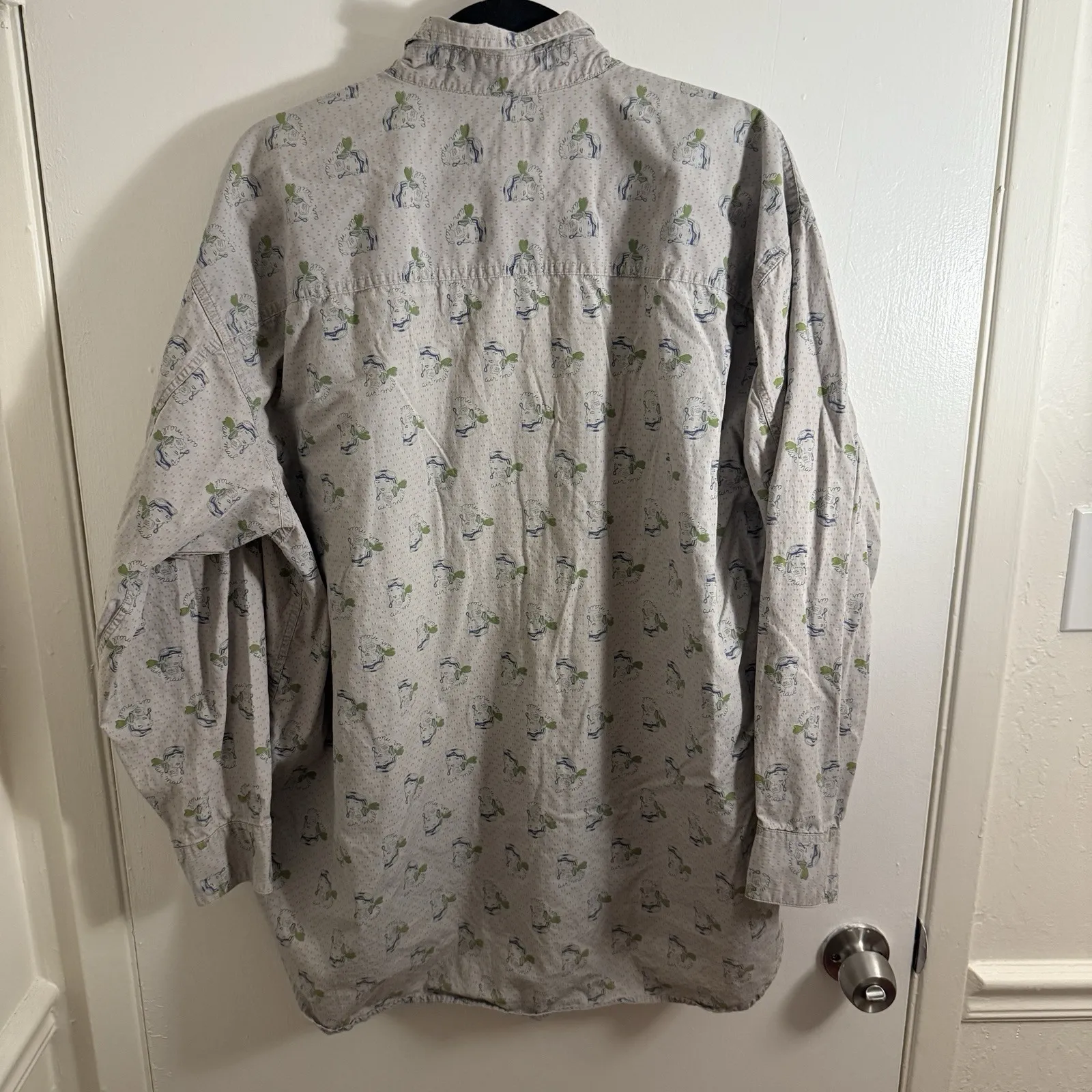 Forenza Women's L Grey Blue Aviation Oxford Shirt Button Down Casual VTG  Rare - Image 5