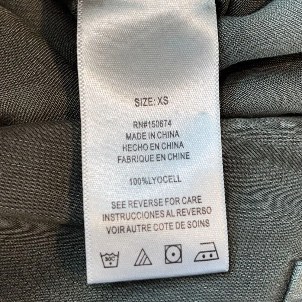 Wash Lab Womens Cinched Waist Chambray Wake Me up Jumpsuit Army Green‎ XS NWT Green - Image 9