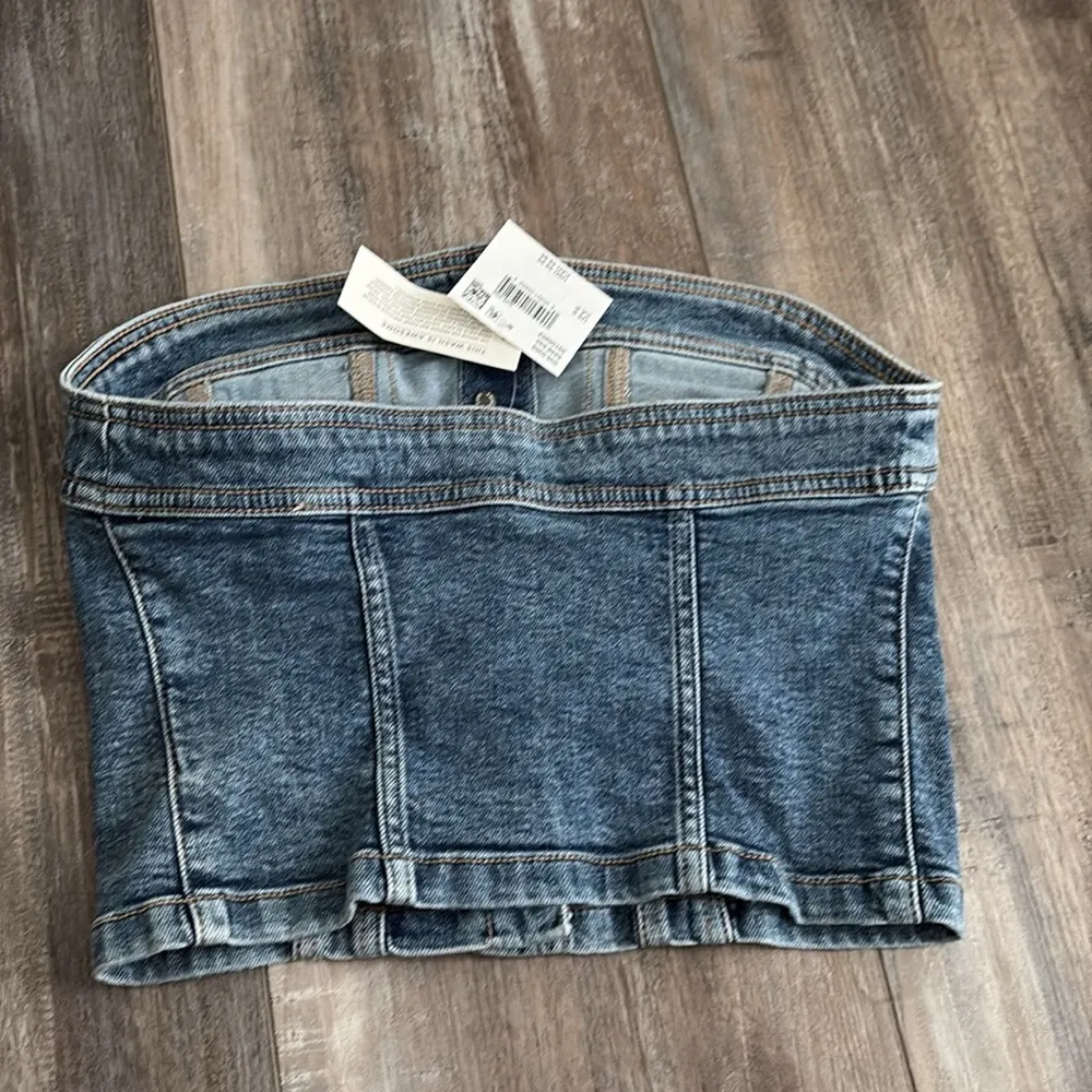 American Eagle denim crop strapless corset tube top bustier size small NEW - Image 3