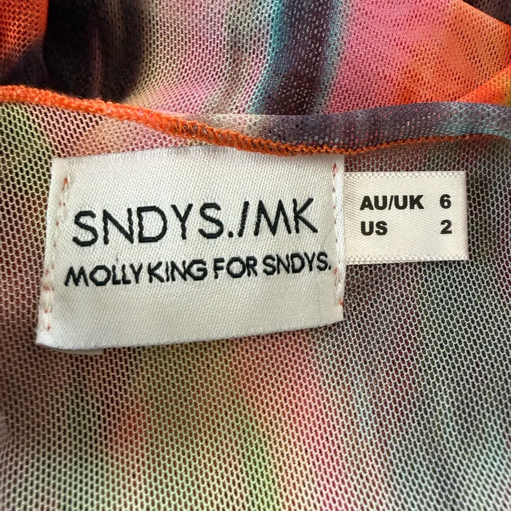 Revolve SNDYS Delilah Printed Mesh Mini Dress Size 2 Red - Image 7