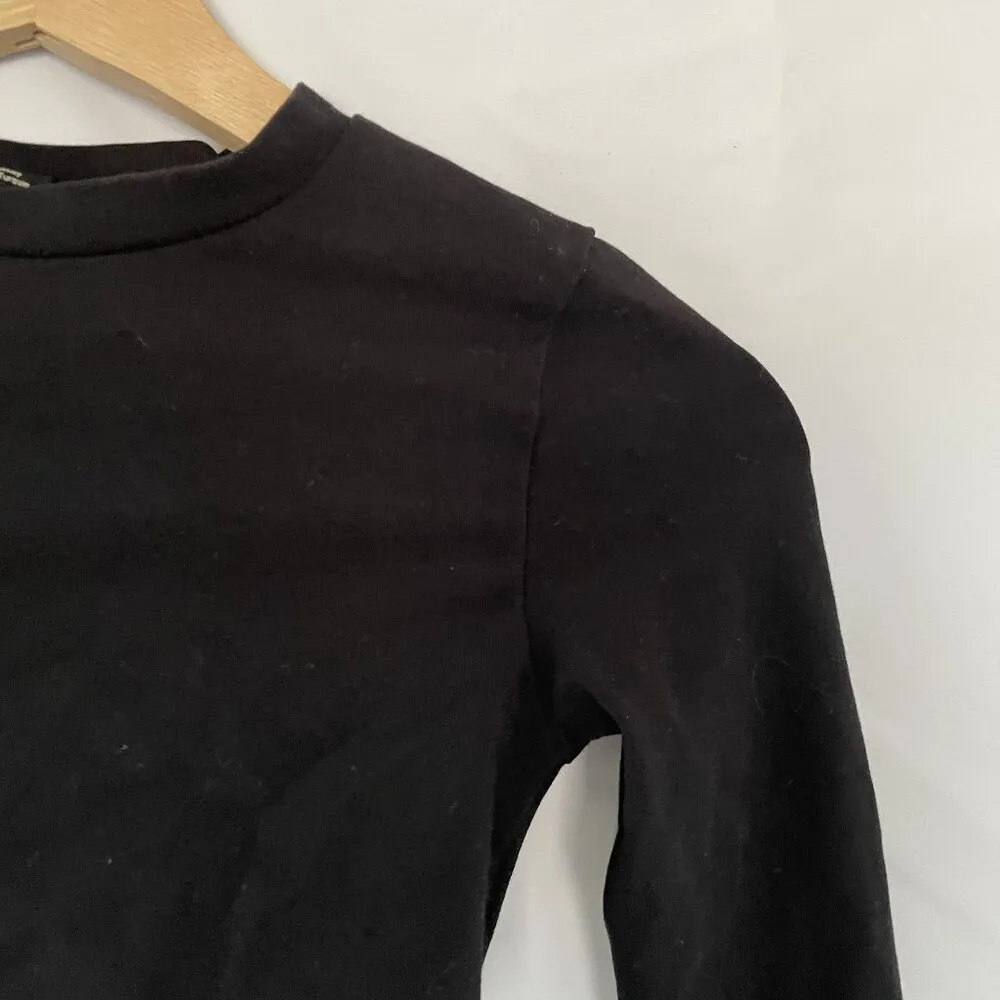 Urban Outfitters Black Long Sleeve Crop Top With Belted Detail goth boho - Image 3