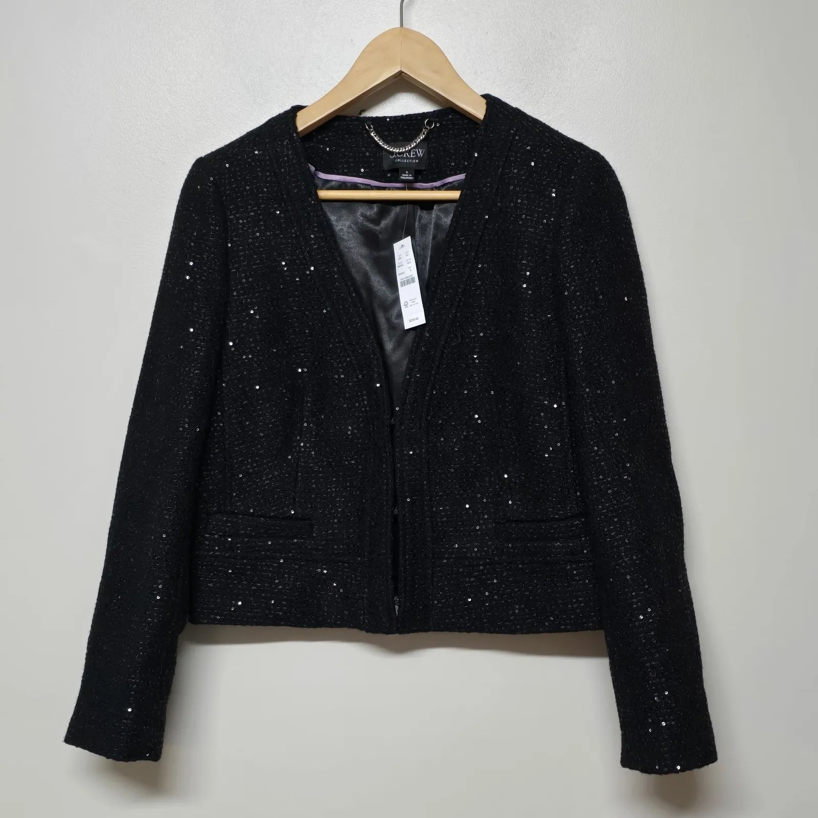 NWT J Crew Collection Sz 8‎ Black Sequined Chariot Lady Jacket Blazer BM560 - Image 2